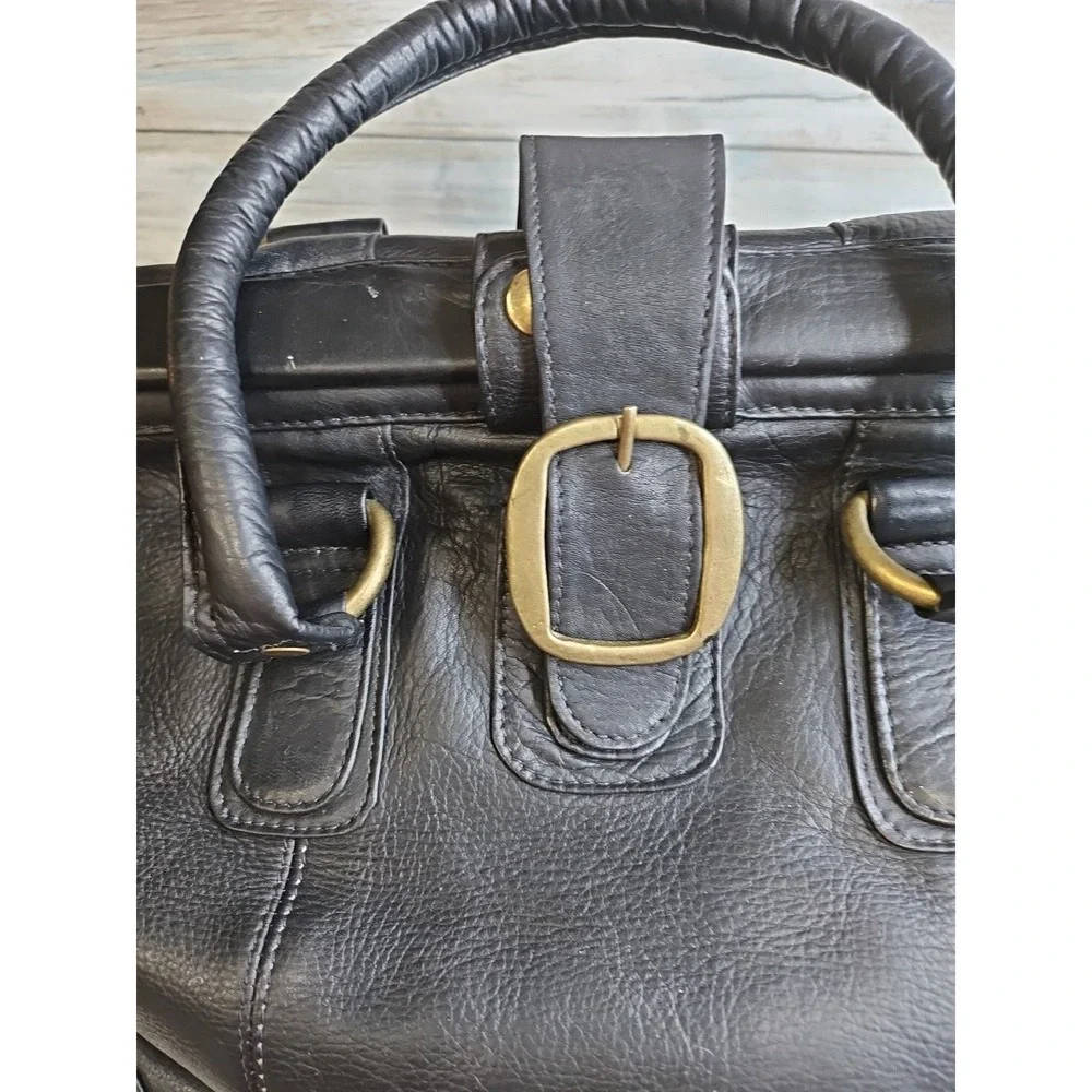 Vintage style Tuscan black leather doctor's bag Travel Case Made in Columbia‎
